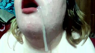 bedtime sloppy blowjob before bed, deepthroating