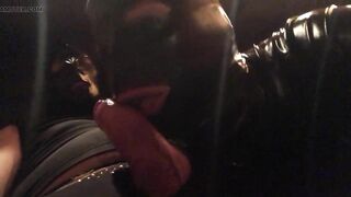 Latex masked Anal Fever devouring his master hot cock. Part 3