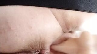 my ass and pussy with a sex machine close-up