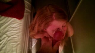 Cute Amateur Redhead Nubile Girlfriend Blowjob and Surprise Facial