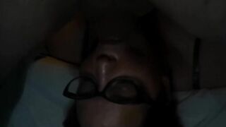 Face fucking turns into cumming on glasses and face