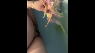 Peed on mermaid Barbie