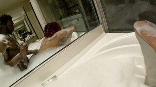 Fucking a slut at a resort in a bubble bath