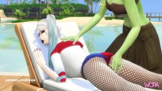 HARLEY QUINN & MEDUSA having sex at the beach house