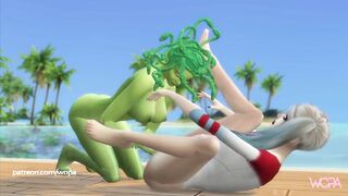 HARLEY QUINN & MEDUSA having sex at the beach house