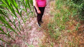 111 strokes on her tits in cornfield