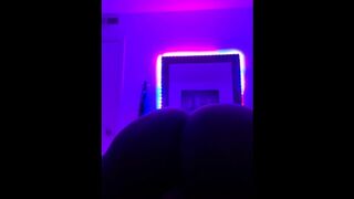 Thick Ebony creams on 8 inch dildo in the dark (VOLUME UP????)