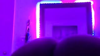 Thick Ebony creams on 8 inch dildo in the dark (VOLUME UP????)