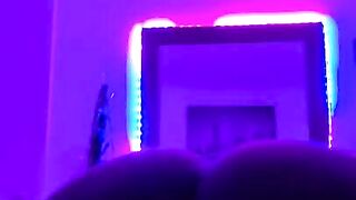 Thick Ebony creams on 8 inch dildo in the dark (VOLUME UP????)