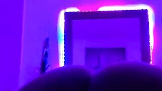 Thick Ebony creams on 8 inch dildo in the dark (VOLUME UP????)