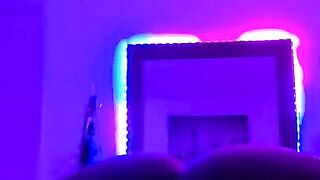 Thick Ebony creams on 8 inch dildo in the dark (VOLUME UP????)