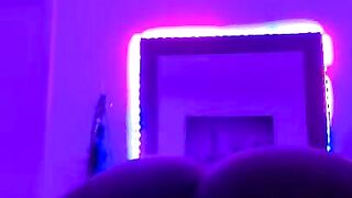 Thick Ebony creams on 8 inch dildo in the dark (VOLUME UP????)