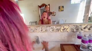 Morning doggy fuck with stepmom in the bathroom