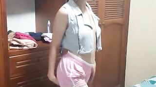 Sexy girl models her body for me on video call