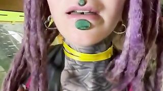 Onlyfans hippie Anuskatzz has anal sex till orgasm in her camper and gets a big cumshot in her face