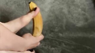 Footjob with banana