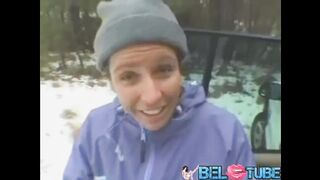 Having Fun With My MOM's Girlfriend In The Snow on the Road Trip - BELTUBE