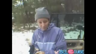 Having Fun With My MOM's Girlfriend In The Snow on the Road Trip - BELTUBE