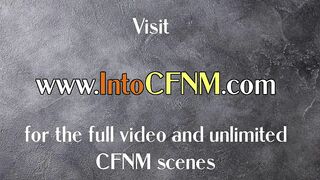 CFNM HJ femdom MILFS tugging guy cock in 3some action