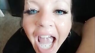 A Mouthful Of Cum And Facial For Proud Little Slut!