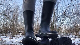 Rubber boots crush