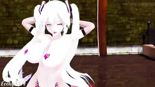 Thicc Miku Dance Hentai Vocaloid Nude Bass Knight Song MMD 3D White Hair Color Edit Smixix