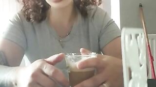 Step mom drink coffee and get fucked by step son in restaurant