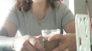 Step mom drink coffee and get fucked by step son in restaurant