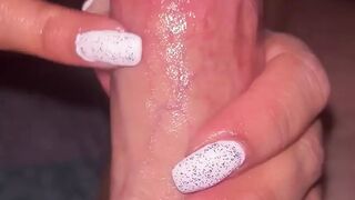 White nails with sparkles