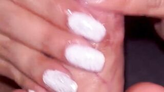 White nails with sparkles