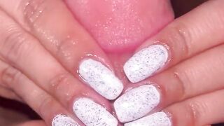 White nails with sparkles