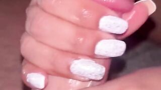 White nails with sparkles