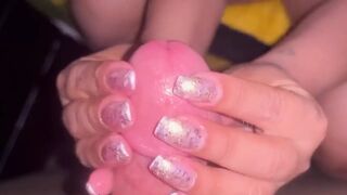 Glitter nails handjob