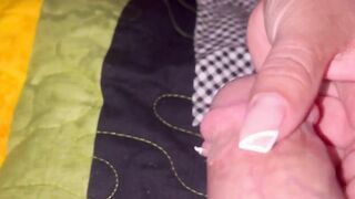 French nails teasing fat cock