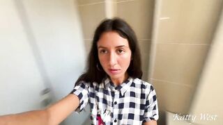 Katty films herself pissing in a public toilet