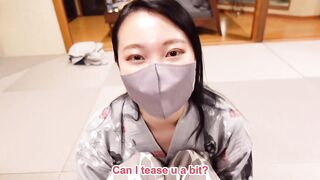 【Pov】Hot blowjob by horny gf in kimono. Cum extremely.