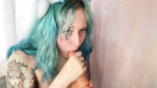 Amateur Catgirl Sucks and Fucks Dildo