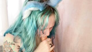 Amateur Catgirl Sucks and Fucks Dildo