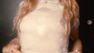 Horny babe pours water on herself while wearing only white, how see-through does my clothes get?