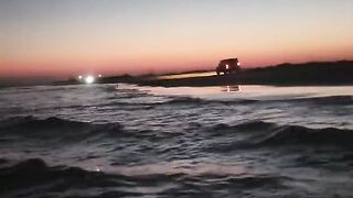 PUBLIC! Blowjob IN the OCEAN at Magic Hour!