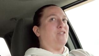 Horny slut masturbates while driving