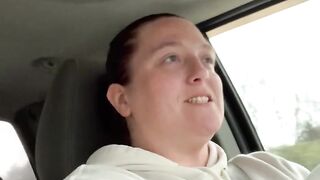 Horny slut masturbates while driving