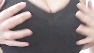 Milf with sport bra drops big natural tits